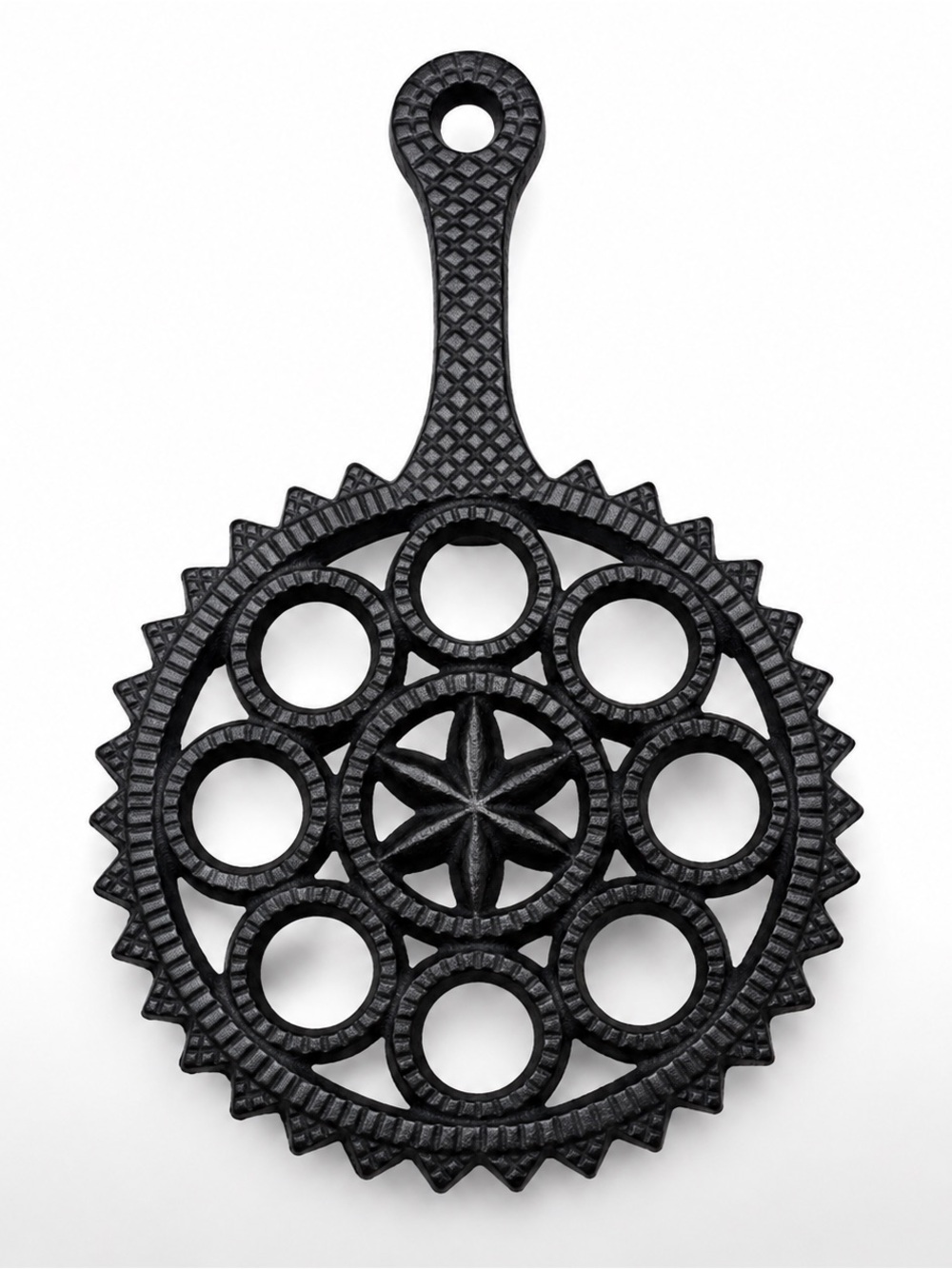 Vintage Cast Iron Starburst Trivet Pennsylvania Dutch Style 8½”